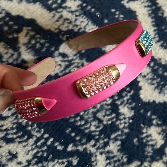 Pink Headband with Rhinestone Pencil Accents - Picture 1 of 3
